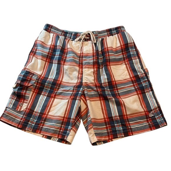 Caribbean Joe Other - Caribbean Joe Plaid Swim Trunks Men's Medium Elastic Waist Drawstring Pockets M‎